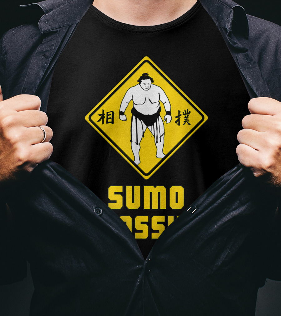 Sumo Crossing Sign Sumo Wrestling Iconic Warning Japan T-Shirt