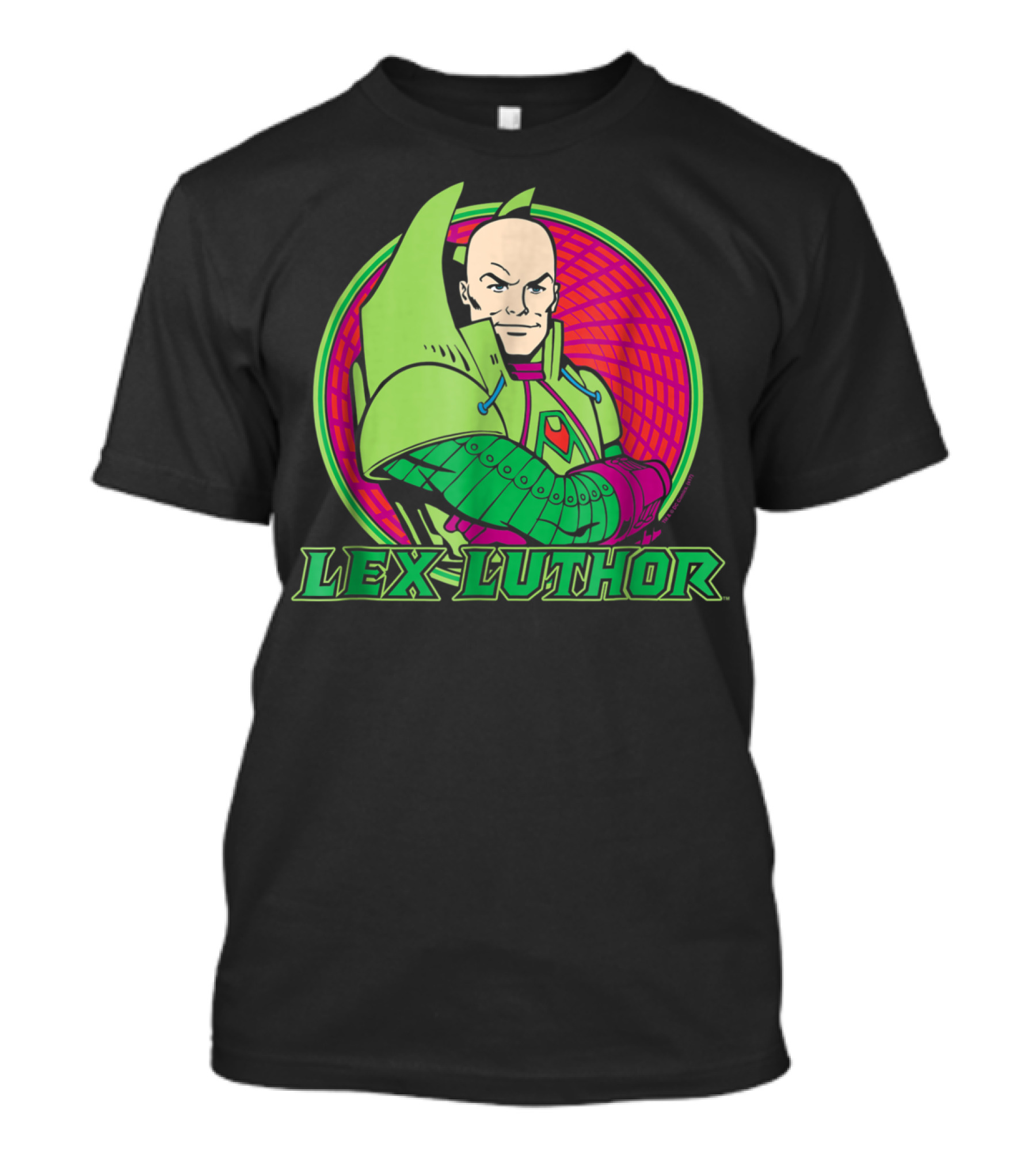 Lex Luthor Iconic Supervillain Style In Bold Green And Pink Armored Suit T-Shirt