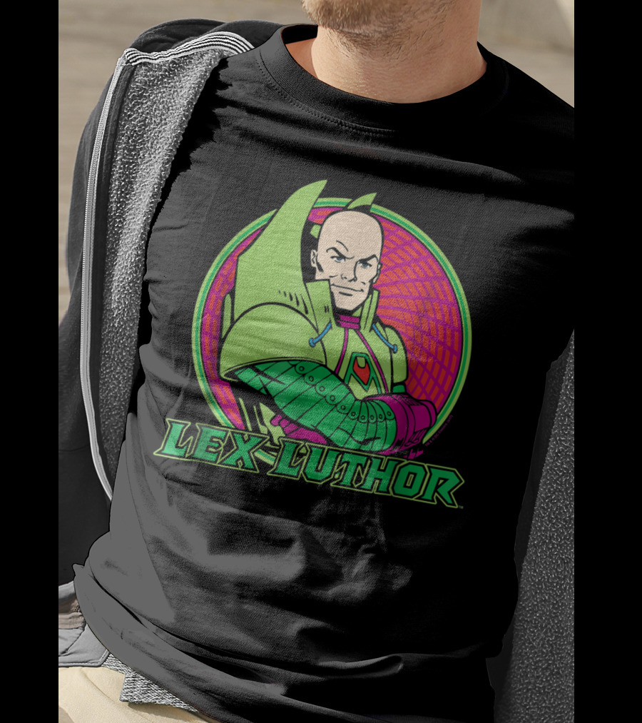 Lex Luthor Iconic Supervillain Style In Bold Green And Pink Armored Suit T-Shirt