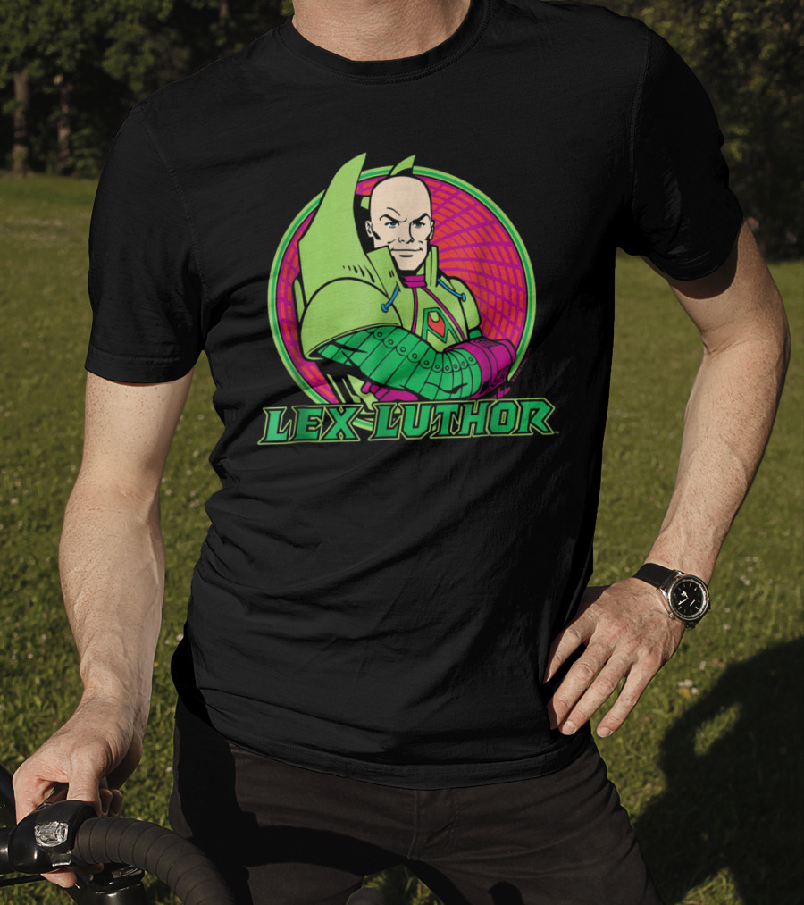 Lex Luthor Iconic Supervillain Style In Bold Green And Pink Armored Suit T-Shirt