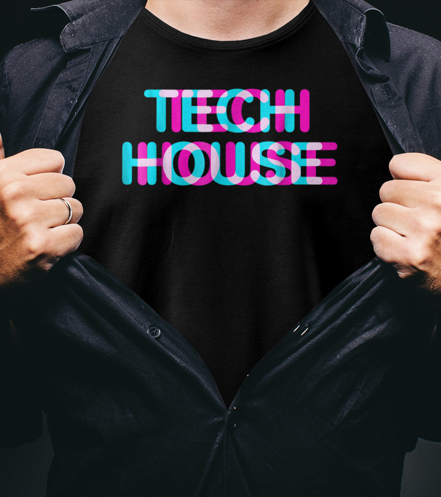 Tech House 3D Discotheque Music Retro Neon T-Shirt