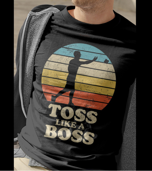 Toss Like A Boss Vintage Sunset Cornhole T-Shirt