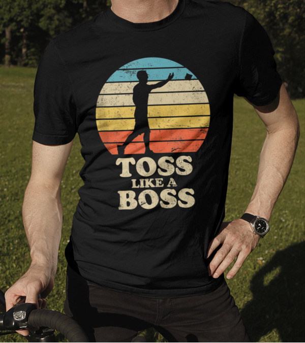 Toss Like A Boss Vintage Sunset Cornhole T-Shirt