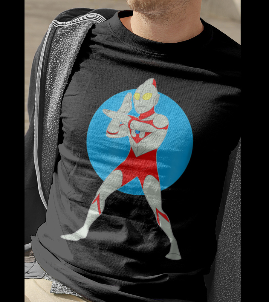 Ultraman Standing Pose With Blue Circle Background T-Shirt