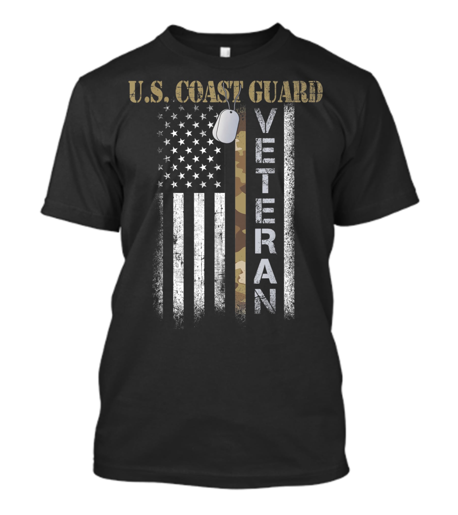 U.S. Coast Guard Veteran Vintage American Flag Camo T-Shirt