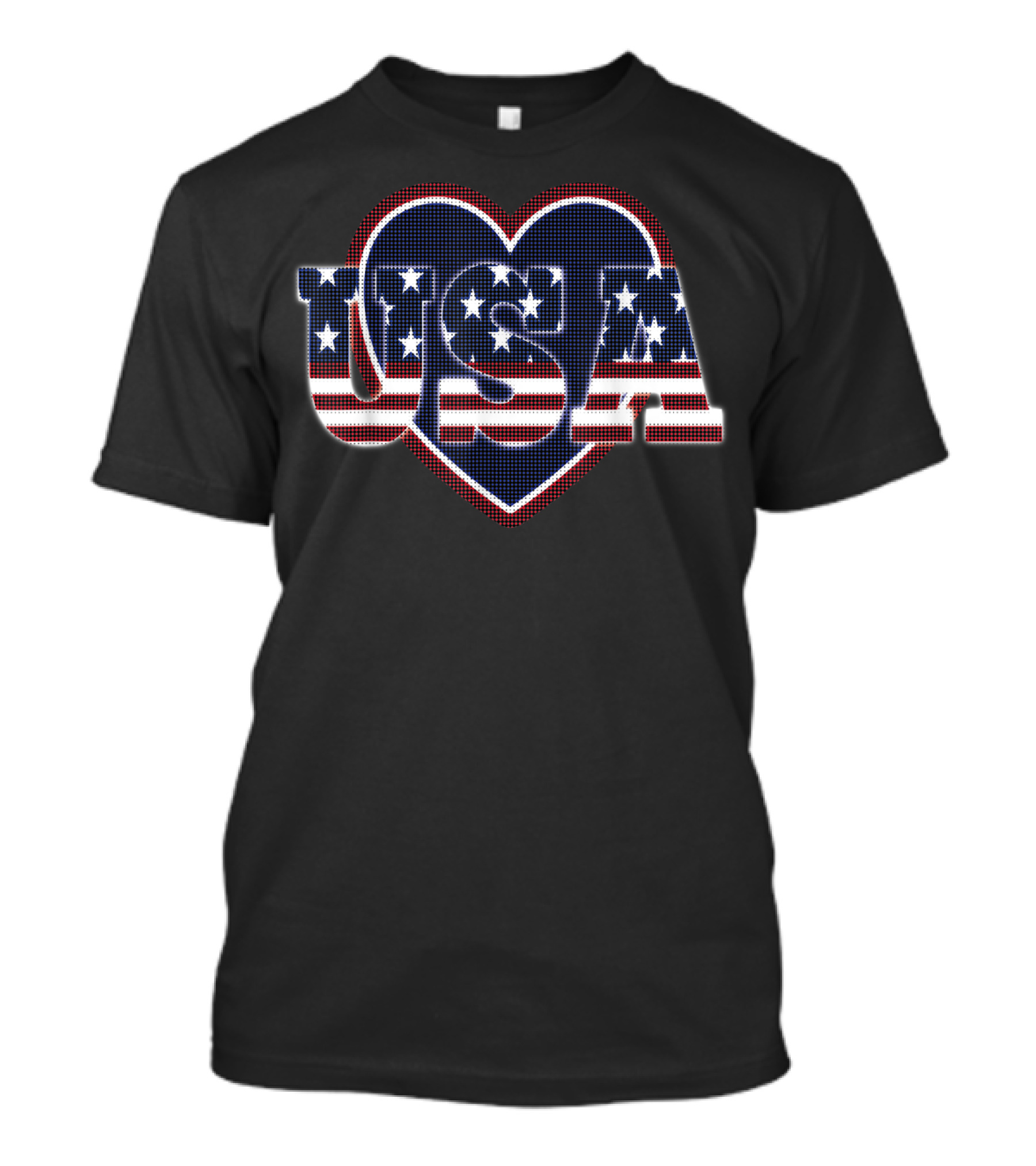 USA Flag Heart I Love The USA Red White And Blue T-Shirt