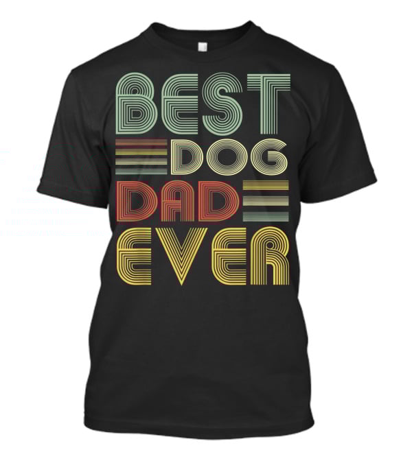 Vintage Best Dog Dad Ever Father's Day Striped Retro T-Shirt