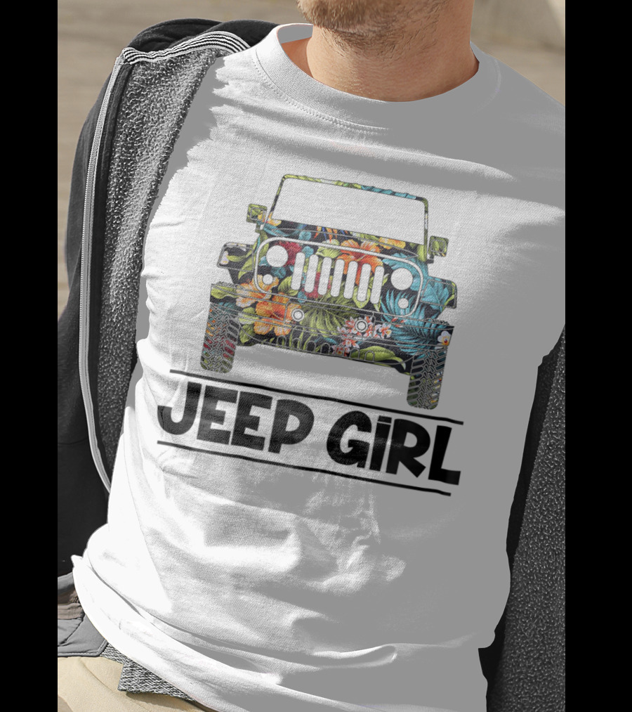 Vintage Flower Jeep Girl Summer T-Shirt