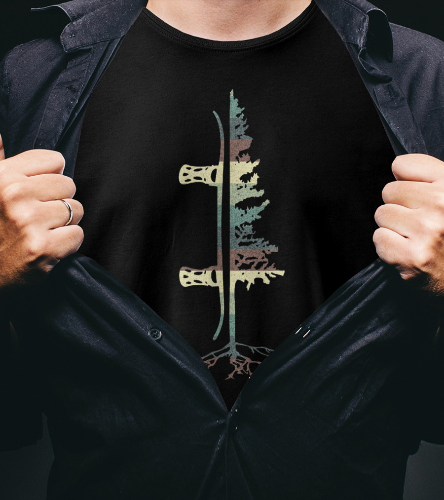 Vintage Pine Double Snowboard Tree Roots T-Shirt