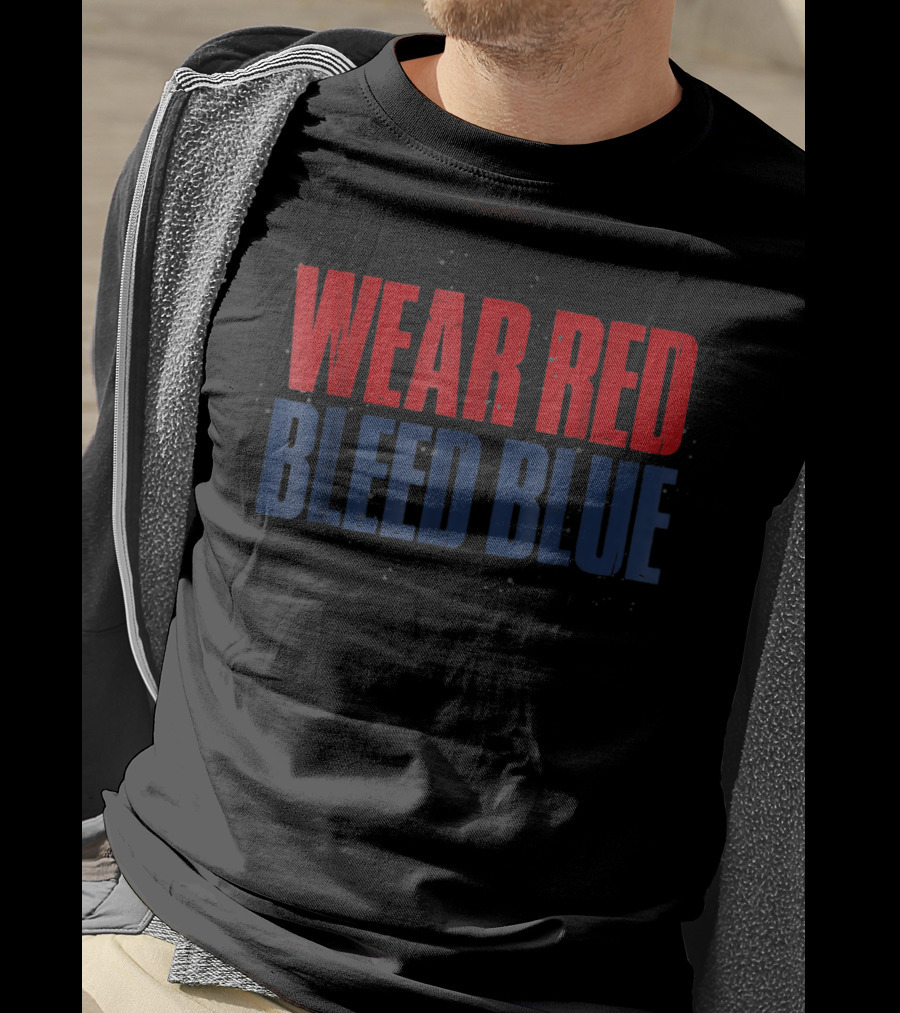 Wear Red Bleed Blue White Sports St Louis T-Shirt