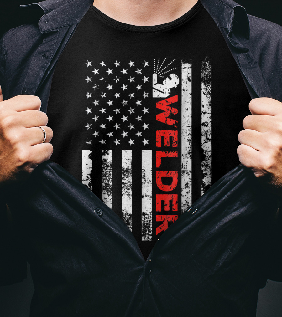 Welder USA Vintage American Flag Welding T-Shirt