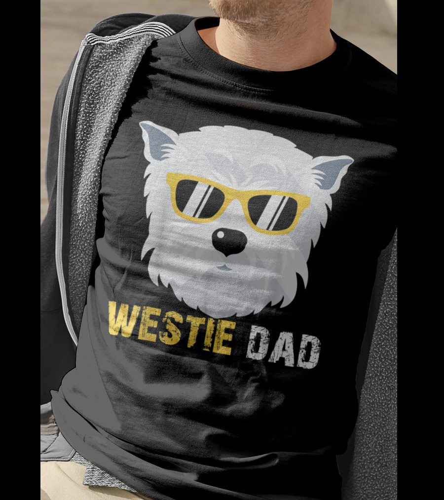 Westie Dad Dog Lovers Cool Sunglasses T-Shirt