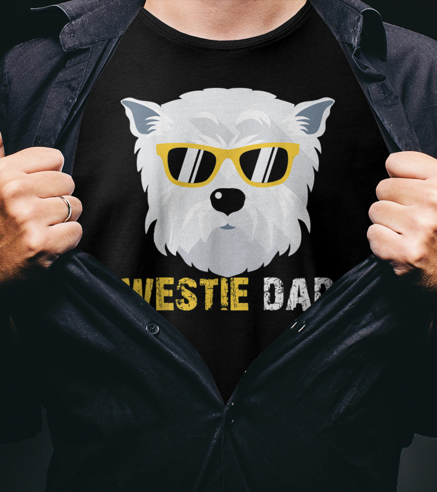 Westie Dad Dog Lovers Cool Sunglasses T-Shirt