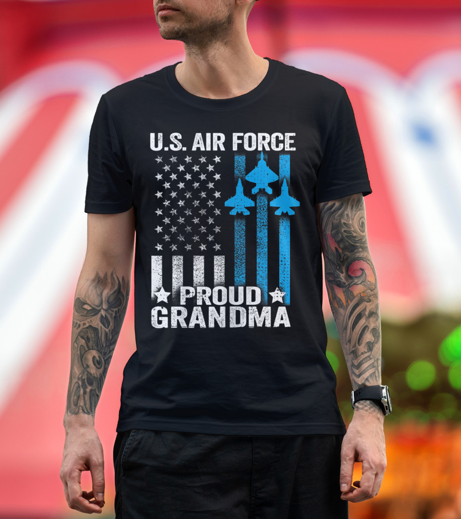 U.S. Air Force Proud Grandma Stars and Jets USAF T-Shirt