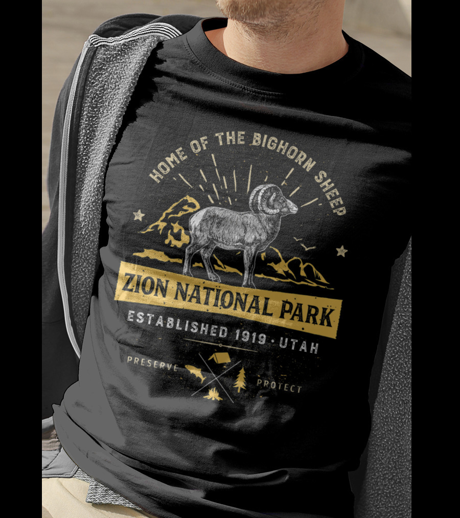 Home Of The Bighorn Sheep Zion National Park Established 1919 Utah Preserve Protect T-Shirt