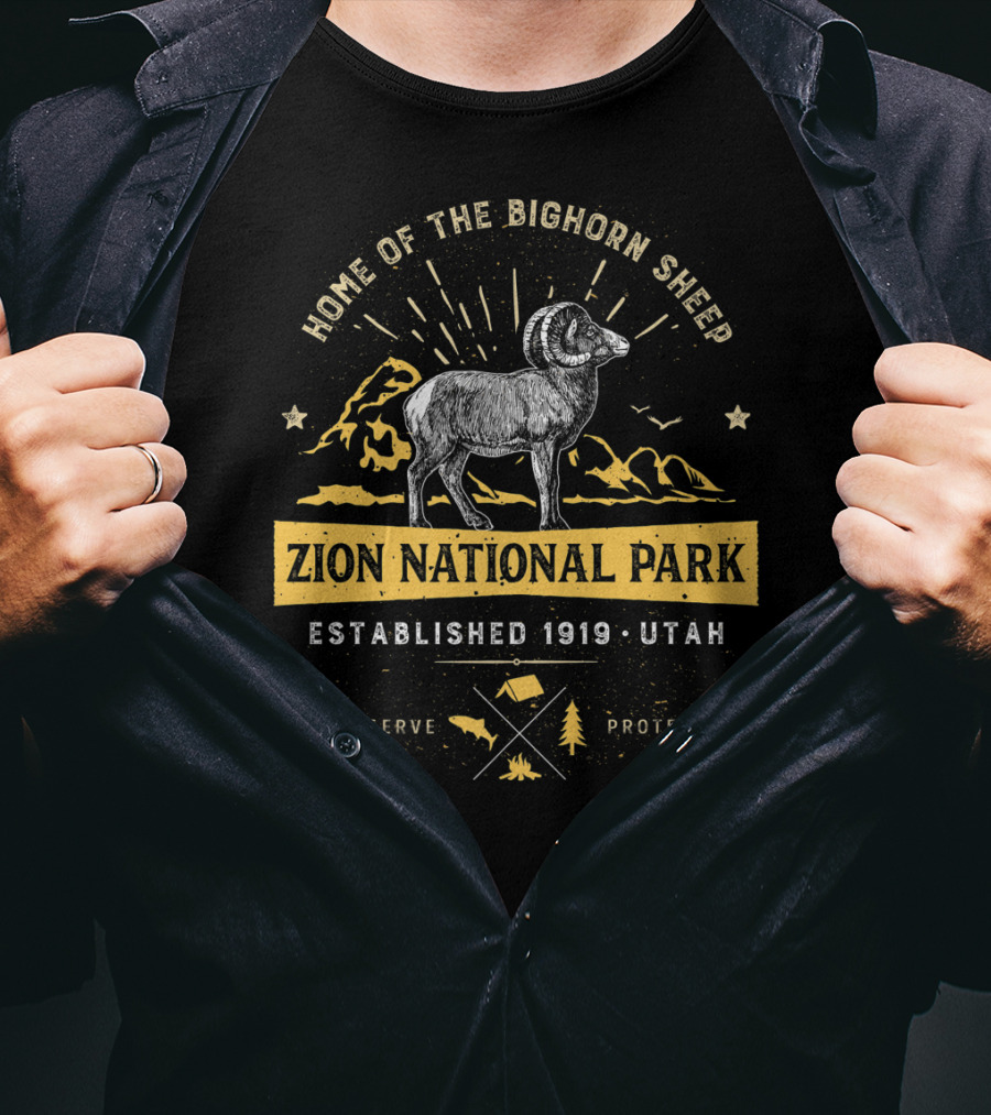 Home Of The Bighorn Sheep Zion National Park Established 1919 Utah Preserve Protect T-Shirt
