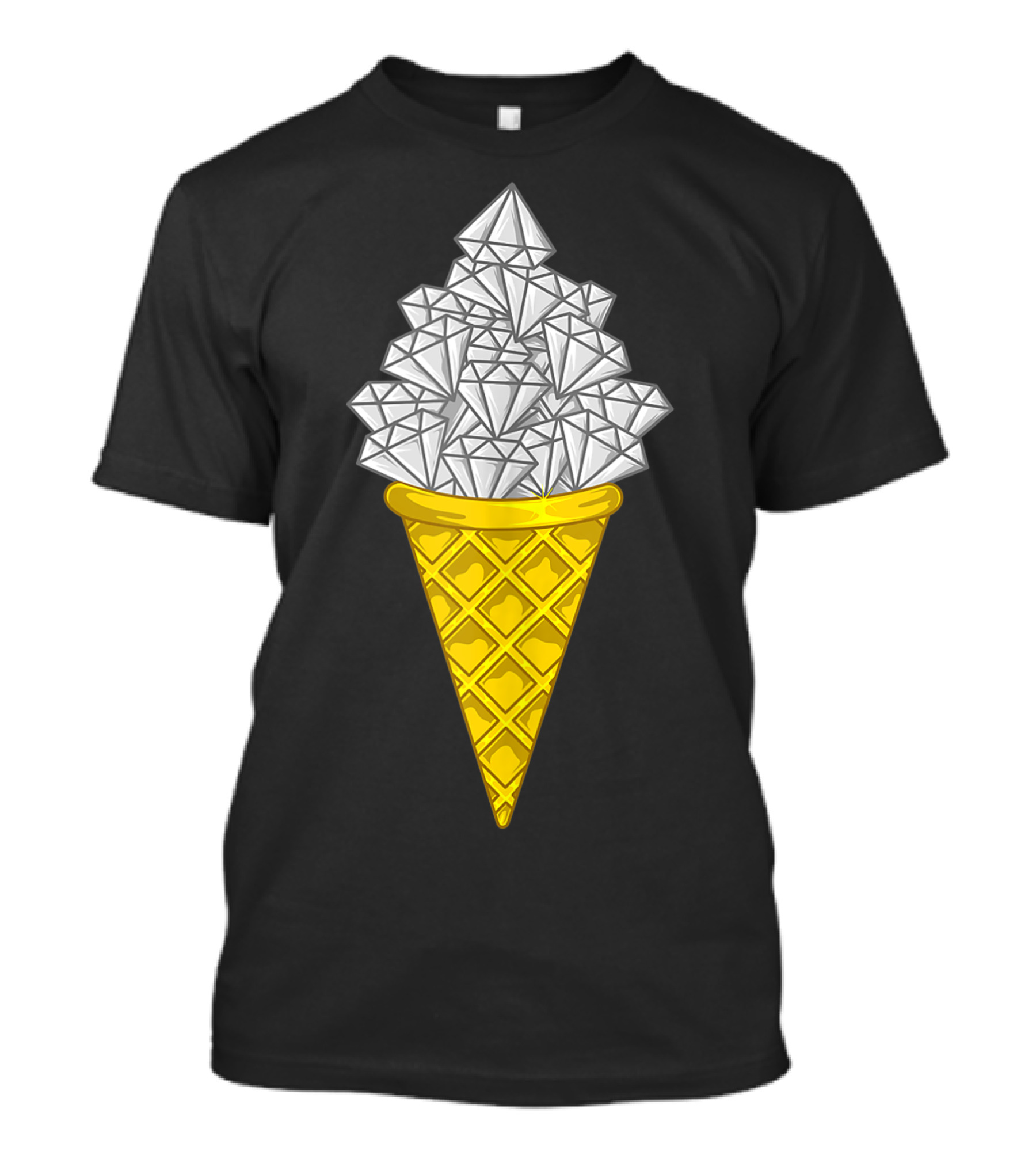 Diamond Icecream Waffle Cone With Gemstone Scoops T-Shirt