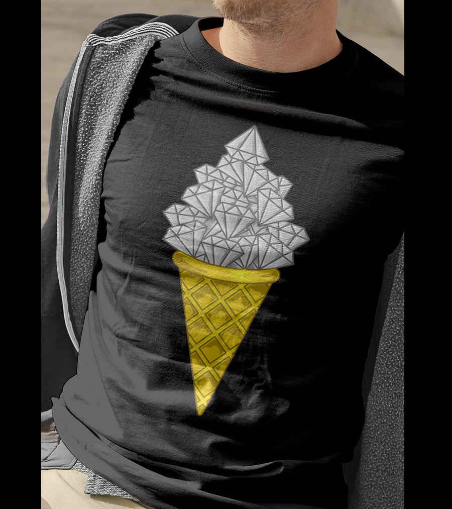 Diamond Icecream Waffle Cone With Gemstone Scoops T-Shirt
