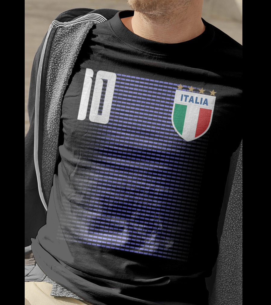 Italia Italian Italiano Italy Calcio Soccer Jersey Number 10 Crest With Stars T-Shirt