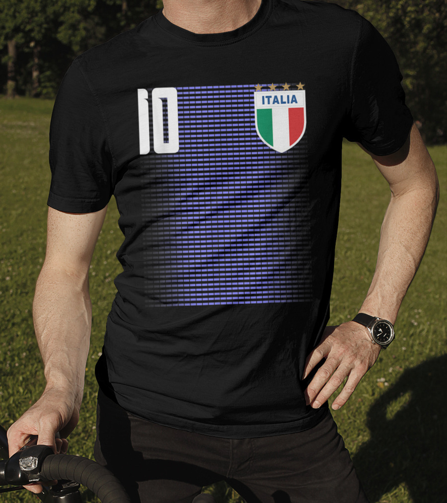 Italia Italian Italiano Italy Calcio Soccer Jersey Number 10 Crest With Stars T-Shirt