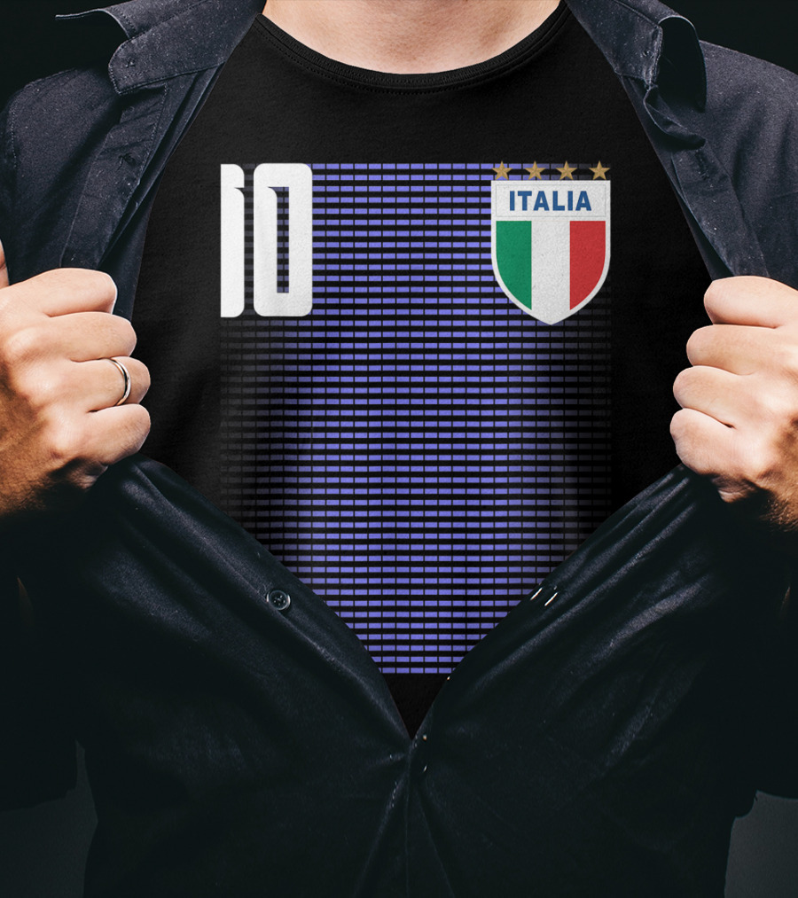 Italia Italian Italiano Italy Calcio Soccer Jersey Number 10 Crest With Stars T-Shirt