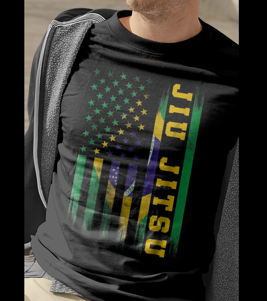 Jiu Jitsu Brazilian BJJ Brazil United States Flag T-Shirt
