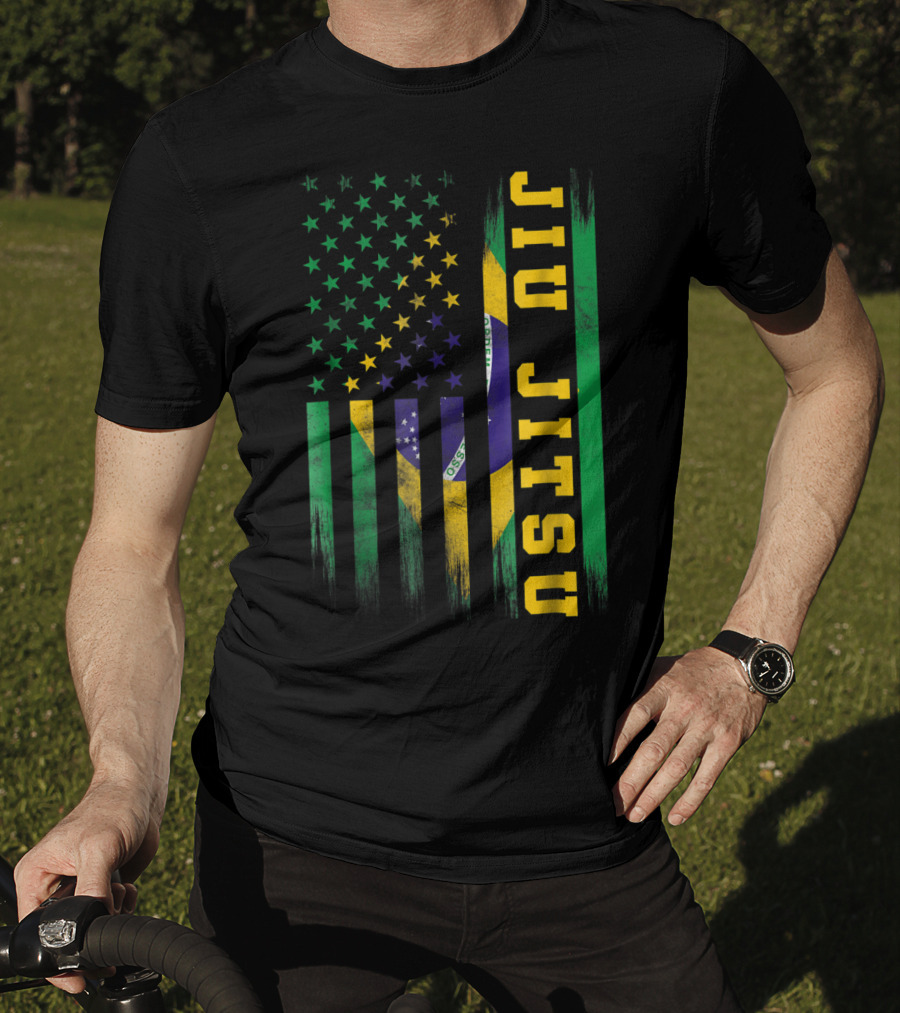 Jiu Jitsu Brazilian BJJ Brazil United States Flag T-Shirt