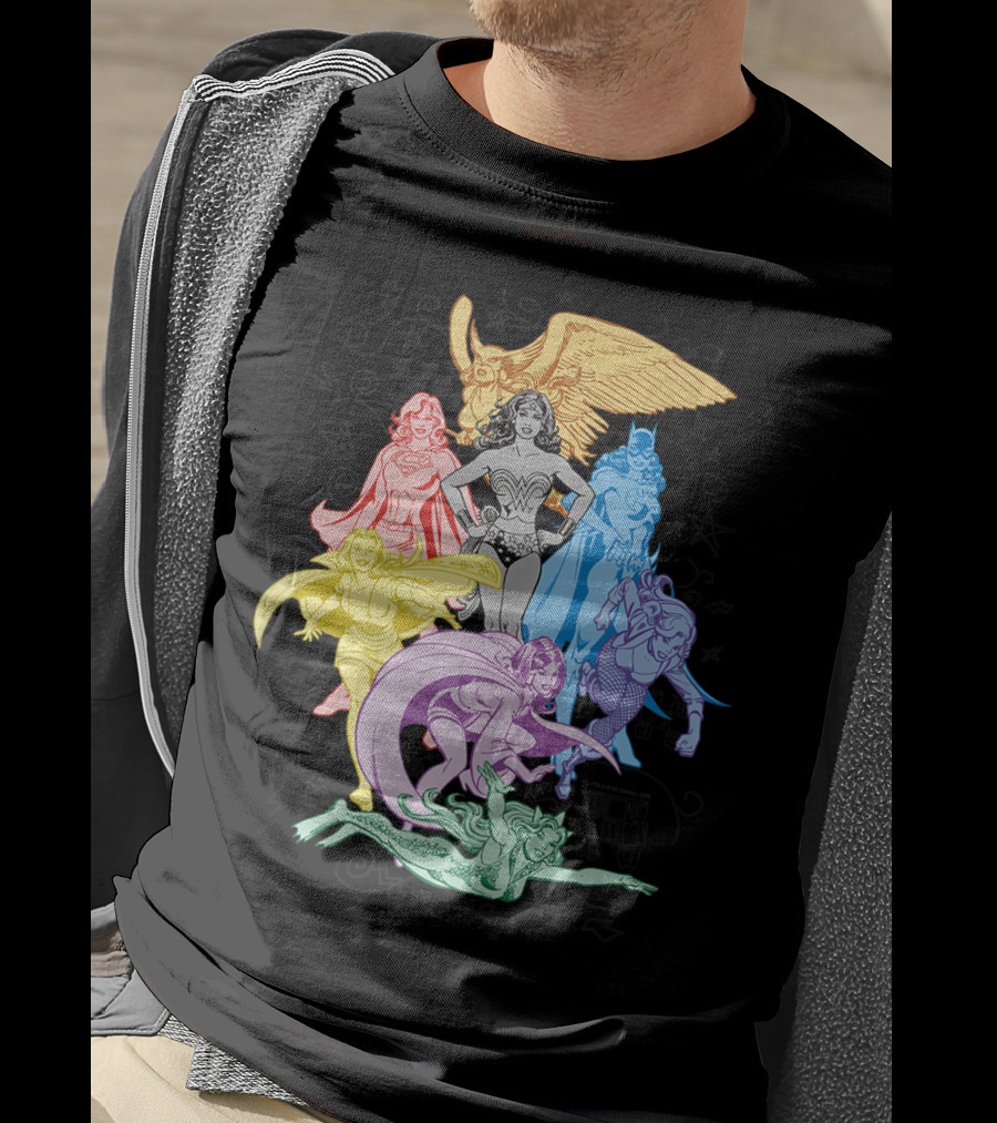 Justice League Super Heroes In Vibrant Rainbow Colors T-Shirt