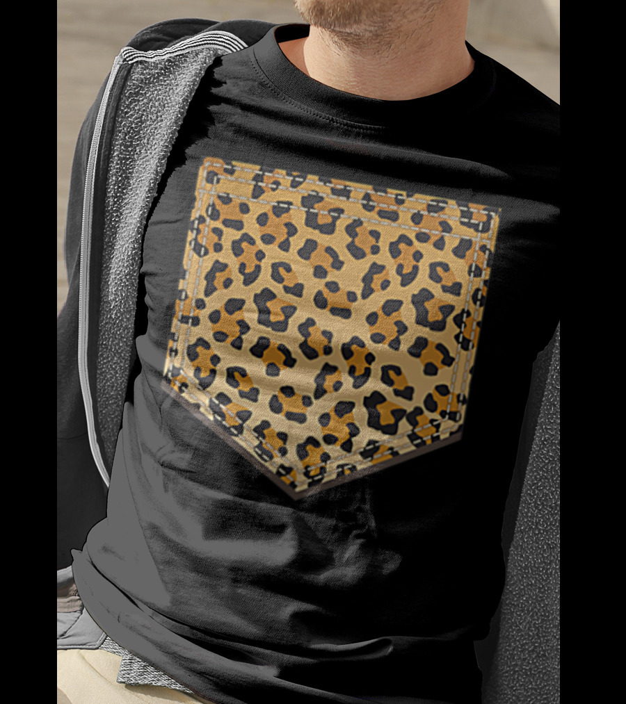 Leopard Print Pocket Cool Animal Lover Cheeta T-Shirt