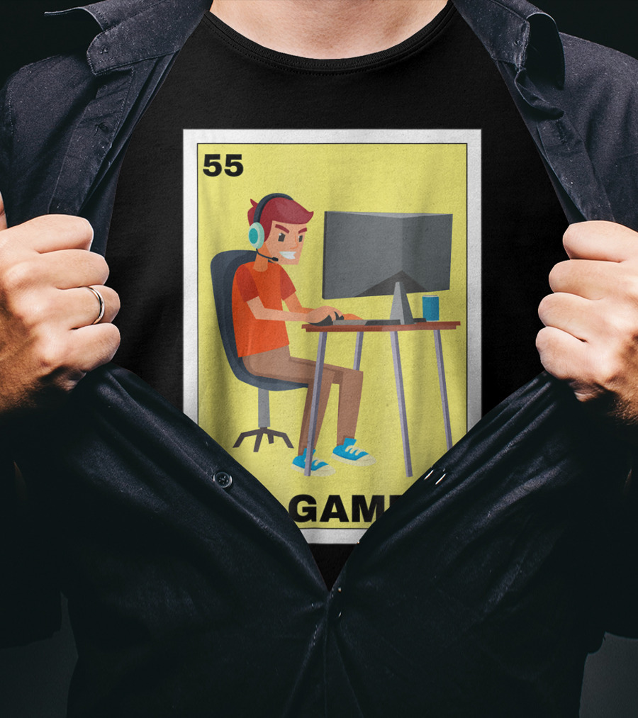 55 Loteria El Gamer Mexican Video Game Card T-Shirt