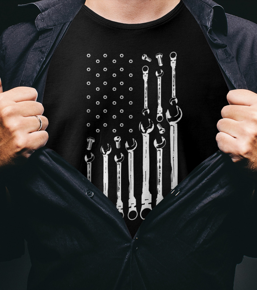 Mechanic Tools American Flag Patriotic USA T-Shirt