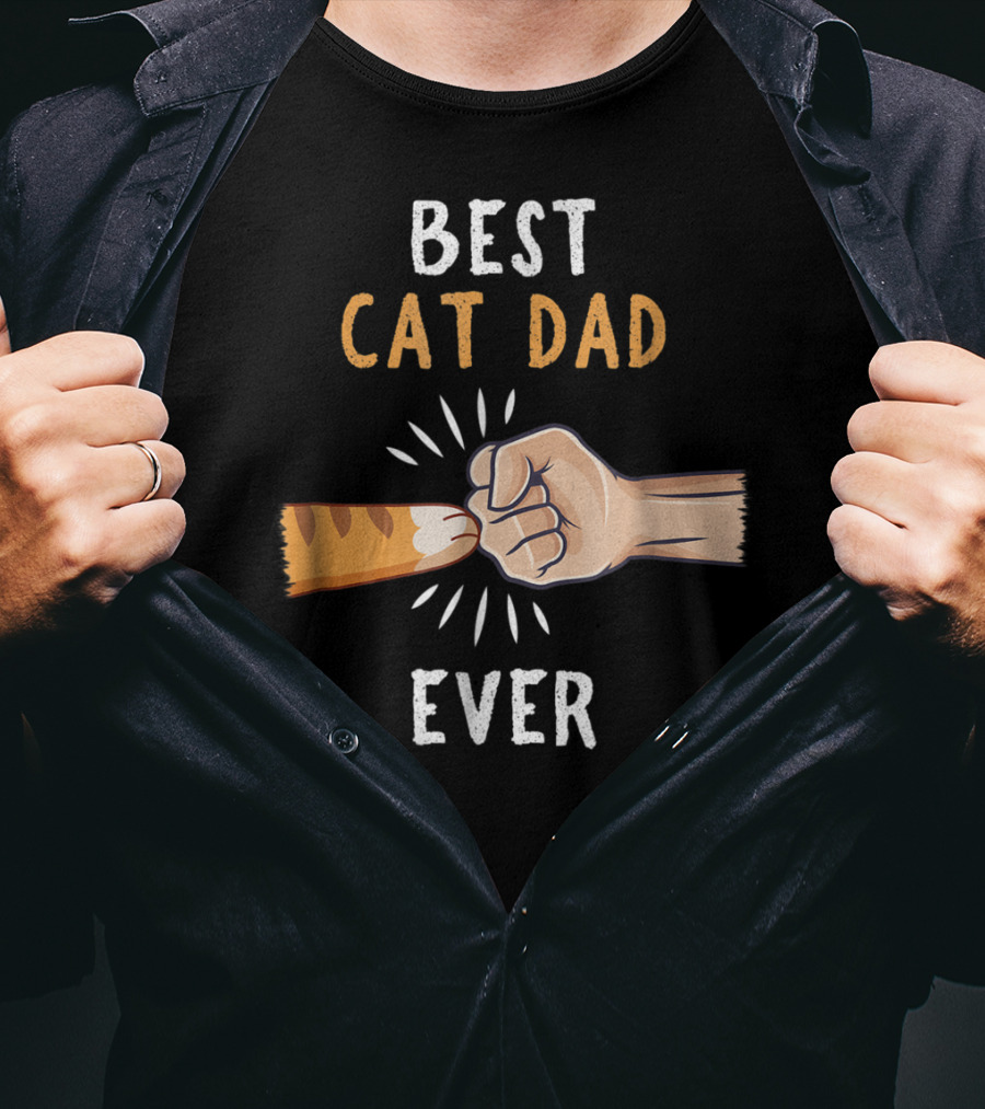 Best Cat Dad Ever Paw Fist Bump T-Shirt