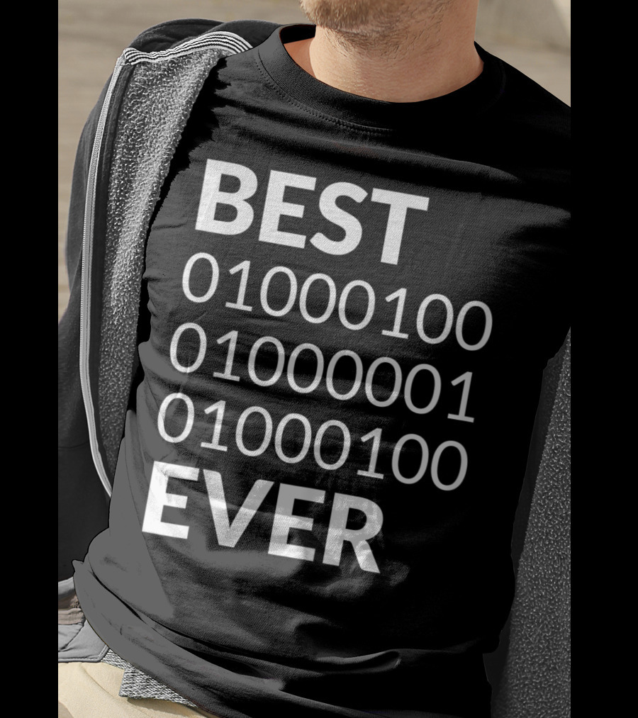 Mens Best Dad Ever Binary Code 01000100 01000001 01000100 T-Shirt