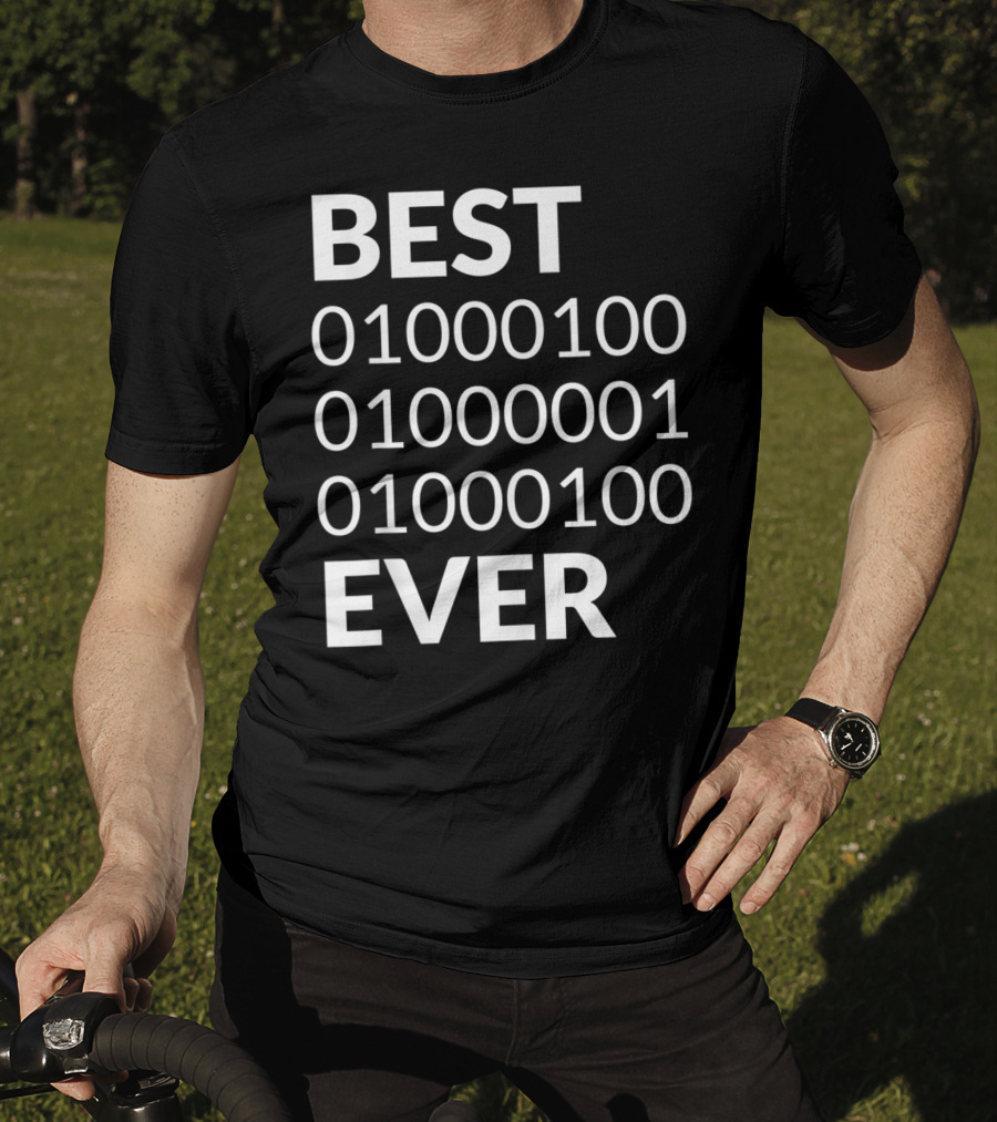 Mens Best Dad Ever Binary Code 01000100 01000001 01000100 T-Shirt
