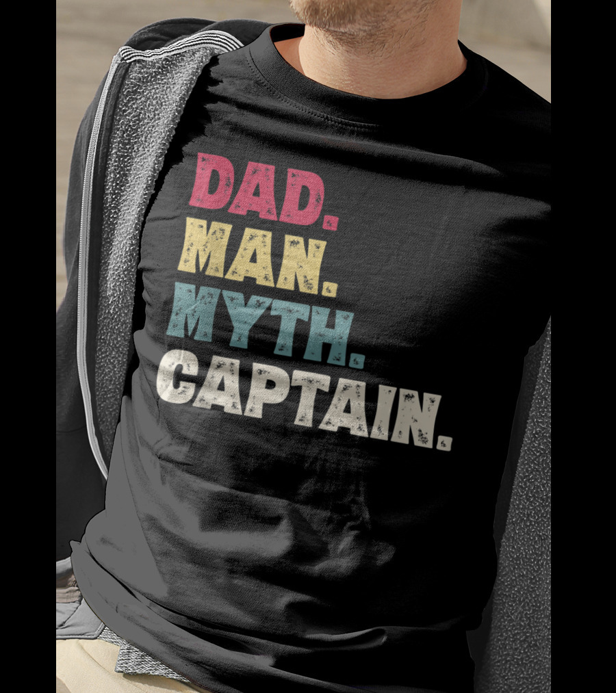 Dad Man Myth Captain Funny Father's Day Vintage T-Shirt