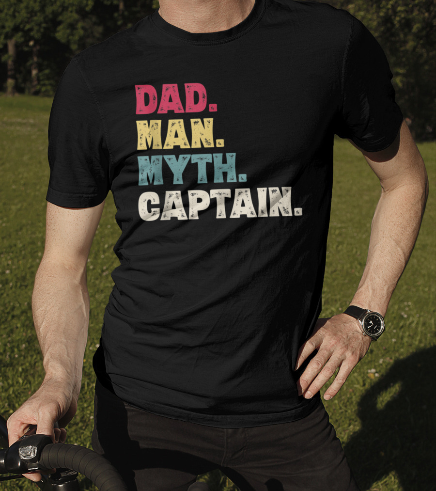 Dad Man Myth Captain Funny Father's Day Vintage T-Shirt