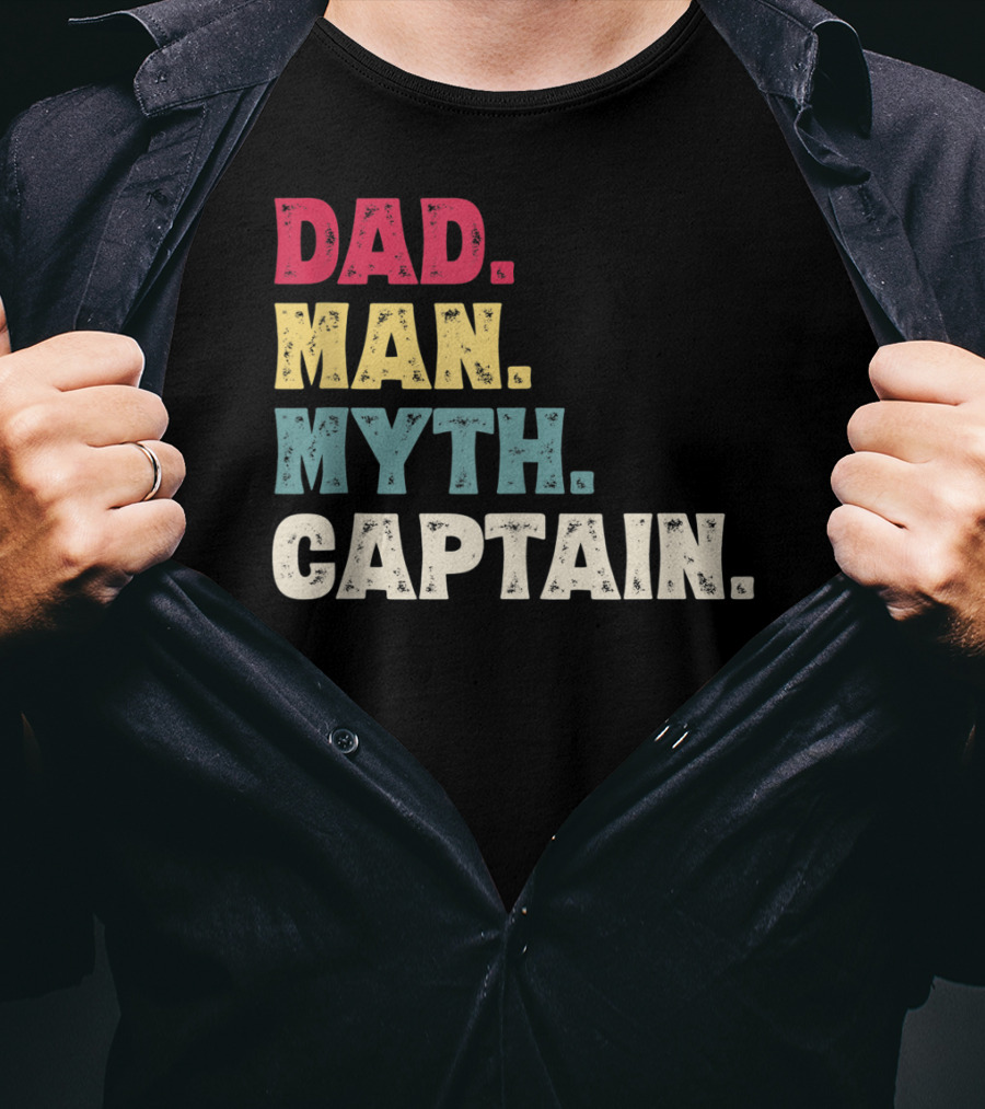Dad Man Myth Captain Funny Father's Day Vintage T-Shirt
