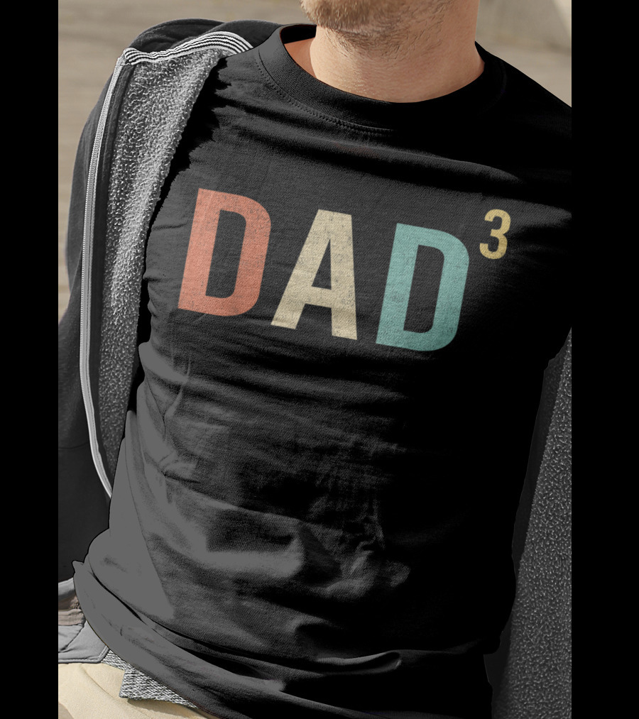 Mens Dad Of Three DAD³ Father's Day Cool T-Shirt