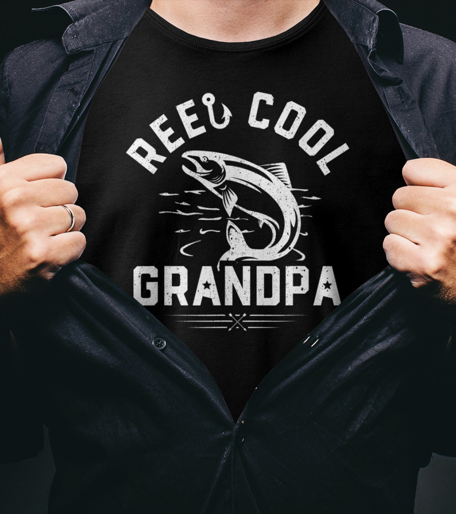 Mens Reel Cool Grandpa Funny Fishing Fathers Catch T-Shirt