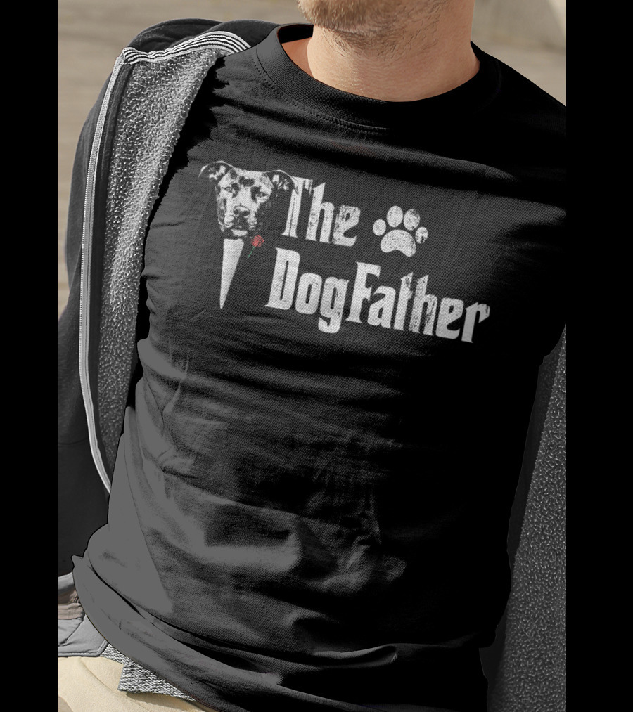 The DogFather Pitbull Dog Dad Father's Day Mens T-Shirt