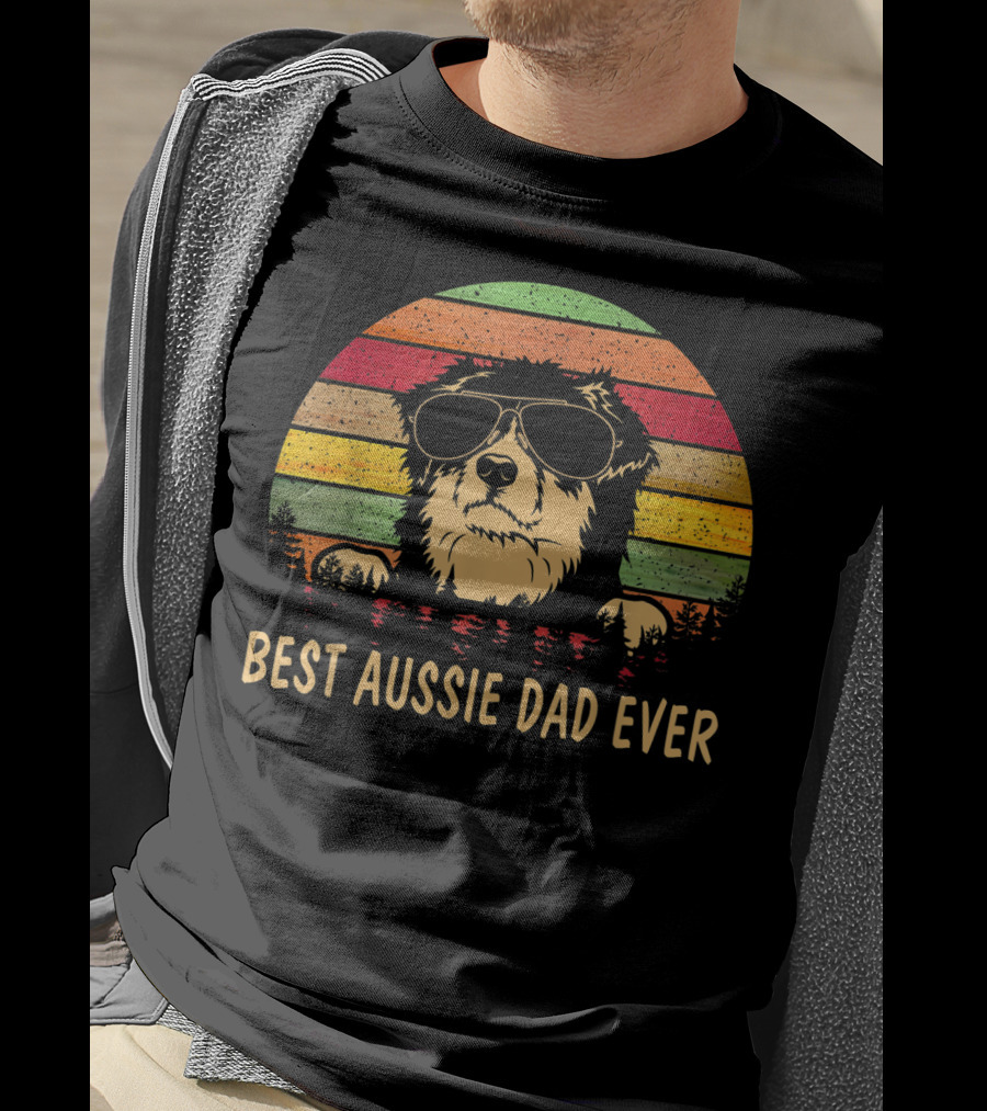 Best Aussie Dad Ever Vintage Men's Father's Day Dog T-Shirt