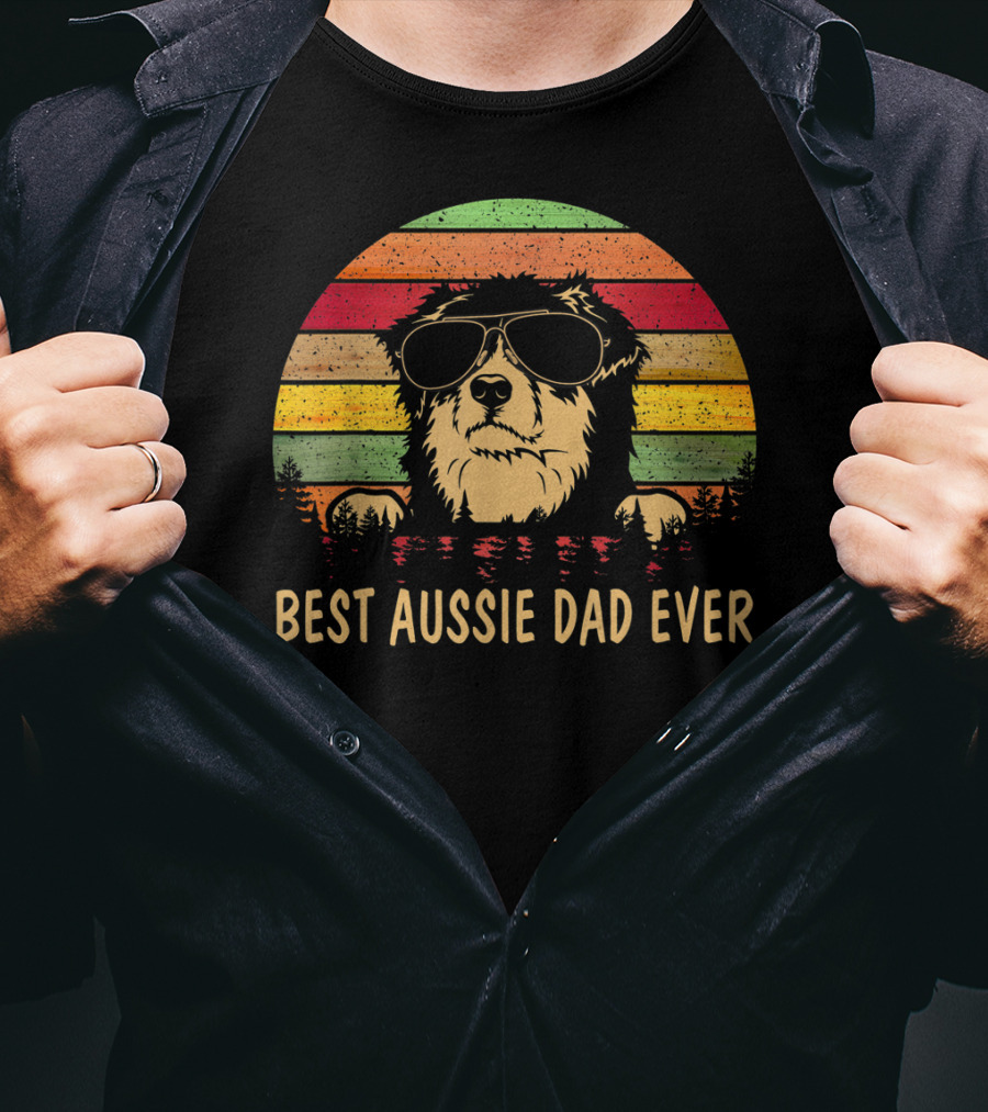 Best Aussie Dad Ever Vintage Men's Father's Day Dog T-Shirt
