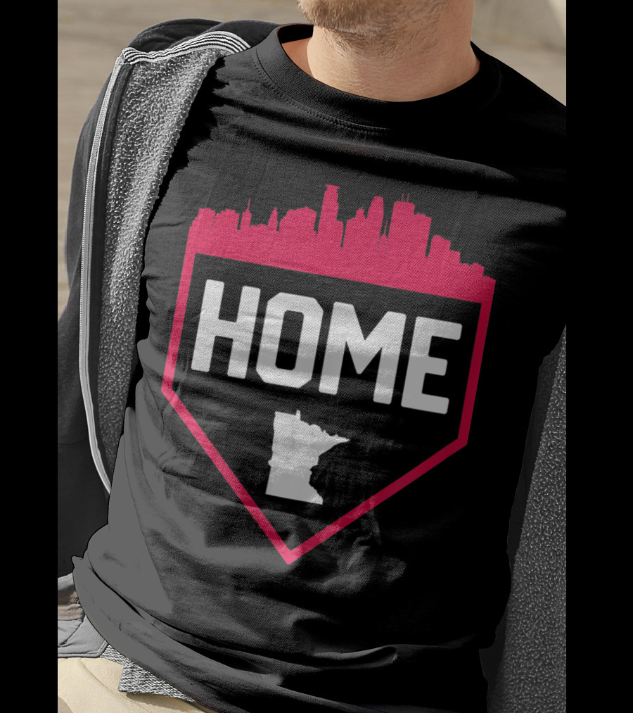 Minneapolis Minnesota Home Plate Baseball Skyline T-Shirt