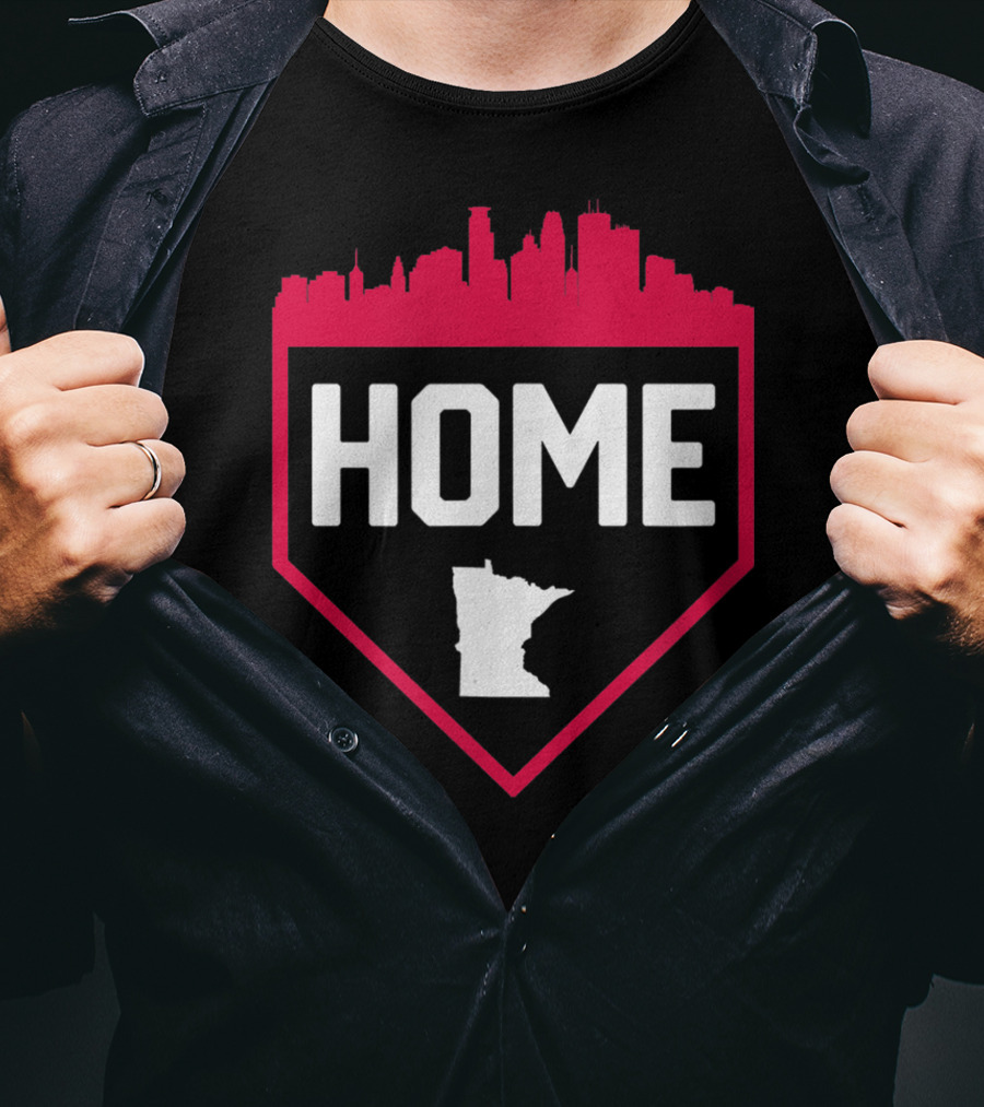 Minneapolis Minnesota Home Plate Baseball Skyline T-Shirt