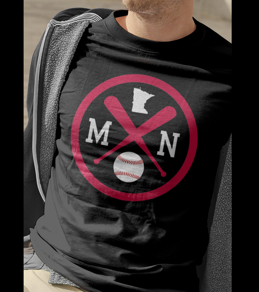 Minnesota MN Baseball Bats State Outline With Ball T-Shirt