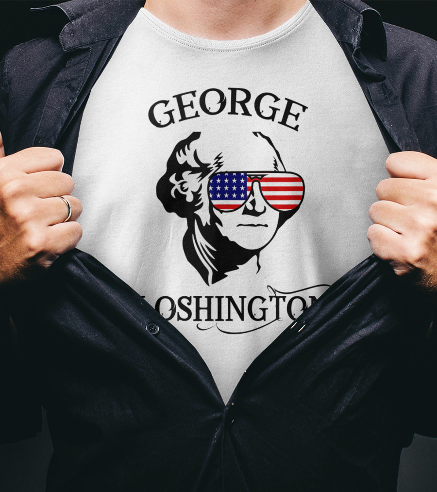 George Sloshington American Flag Sunglasses Mount Sloshmore T-Shirt