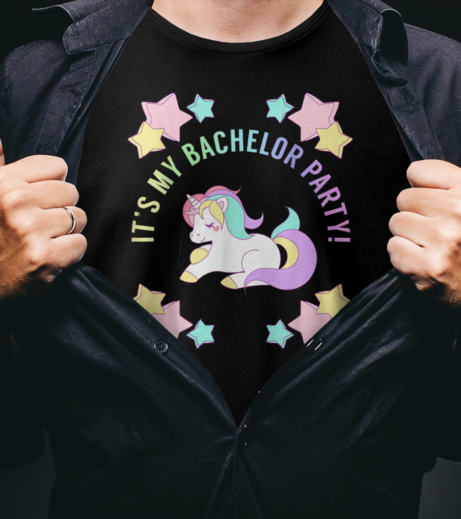 IT'S MY BACHELOR PARTY Unicorn And Stars T-Shirt