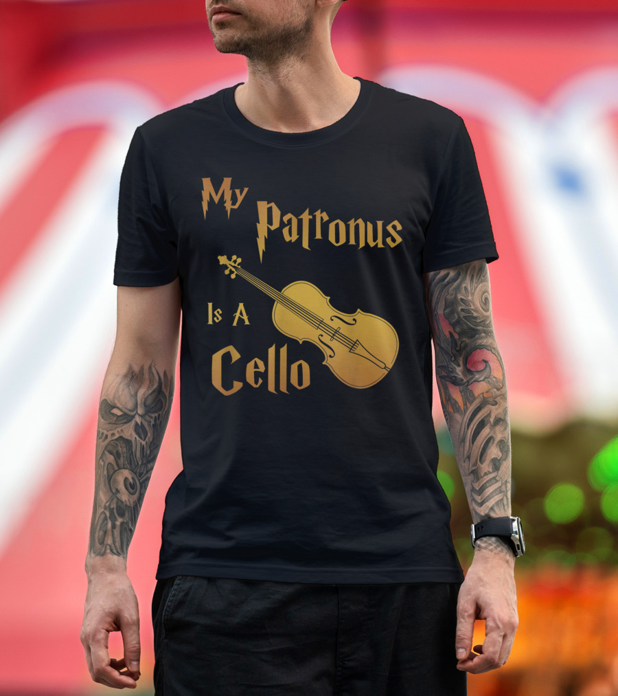 My Patronus Is A Cello for Cello Players with Lightning Font Inspired by Fantasy Magic T-Shirt
