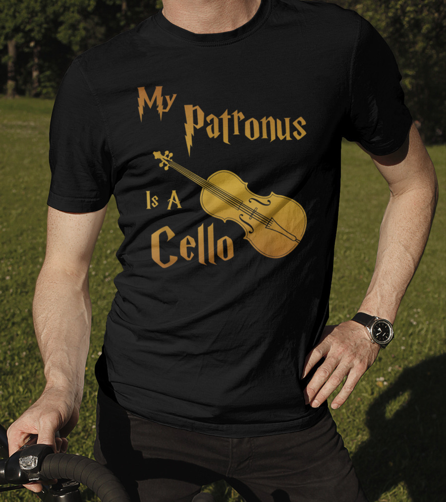 My Patronus Is A Cello For Cello Players With Lightning Font Inspired By Fantasy Magic T-Shirt