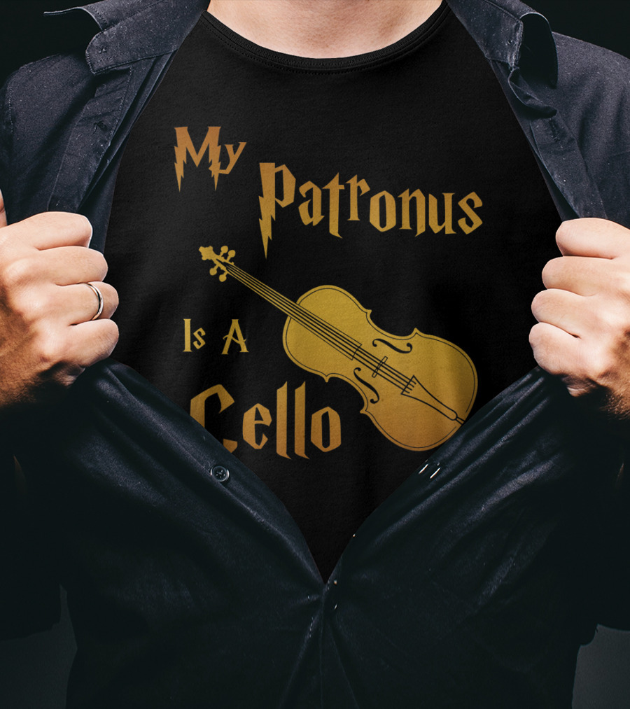 My Patronus Is A Cello For Cello Players With Lightning Font Inspired By Fantasy Magic T-Shirt
